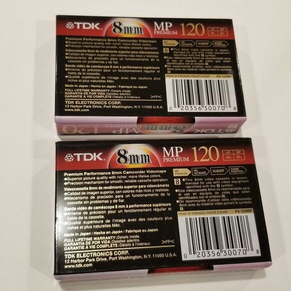 Vintage TDK P6-120MP 8mm 120 Minute Premium Camcorder Video Tapes Lot 2 New - Picture 3 of 3